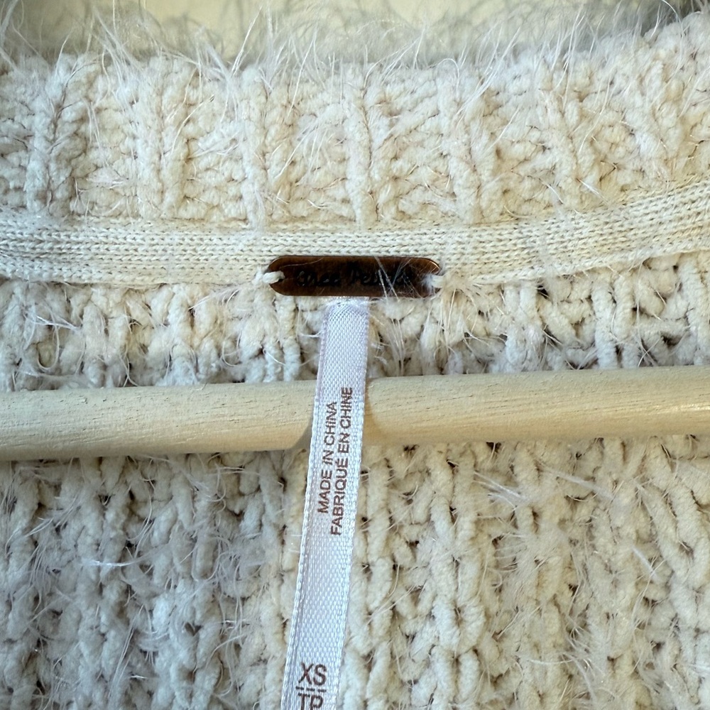 Free People Fuzzy Knit Wrap Cardigan – XS – Cream - Picture 2 of 11